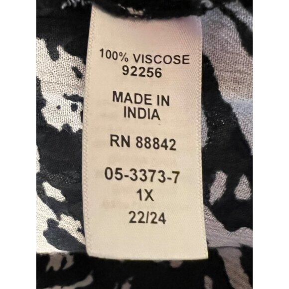 Denim 24/7 Black & White Abstract Print Dress 1X 22/24 Oversized Maxi - Picture 11 of 13